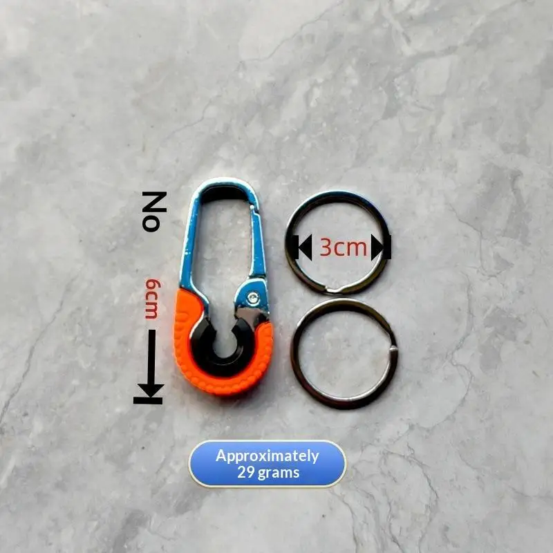 1 Stück Schlüsselanhänger für Männer, Edelstahl-Schnalle, Outdoor-Karabiner, Kletterwerkzeug, Doppelring, Auto-Angelhaken, Schlüsselring-Zubehör – Detail 1