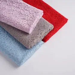 Elastic Embroidered Lace Fabric By The Meter for Dress Skirt Cheongsam Curtain Diy Sewing Cloth Textile Soft Skin Friendly Plain