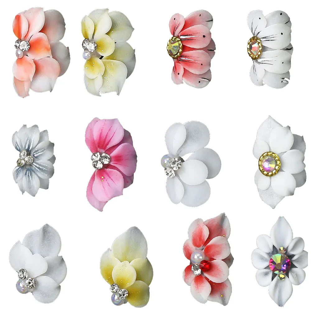 Handmade Acrylic Flower Nail Decoration Crafts 3D Carved Floret Part DIY Crafts Acrylic Flowers DIY Manicure Design Accessories