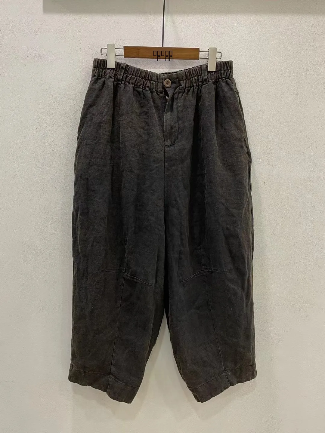 

High Quali Double Layer Thiened Casual Linen Pants Versatile Boot Pants Harlan Sle l Waist Autumn Season Faion