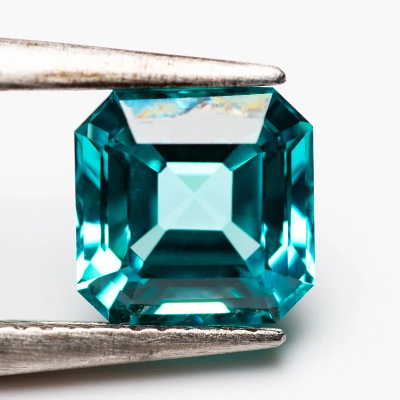 Lab Grown Sapphire Paraiba Asscher Shape Charm Gemstone DIY Ring Necklace Advanced Jewelry Making Materials with AGL Certificate