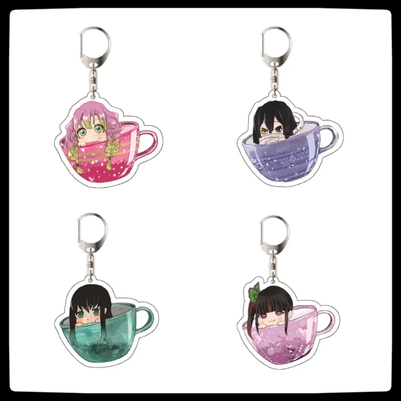 demon slayer acrylic keychain pendant cup series Tanjiro anime keychain wholesale unisex children birthday gift small pendant