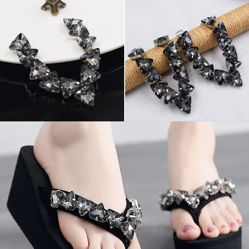 LkeRan New 1 Pair Fashion Crystal Sandal Chain bikini Connectors clothing decoration buckle DIY Hand sewing Beach Foot Jewelry