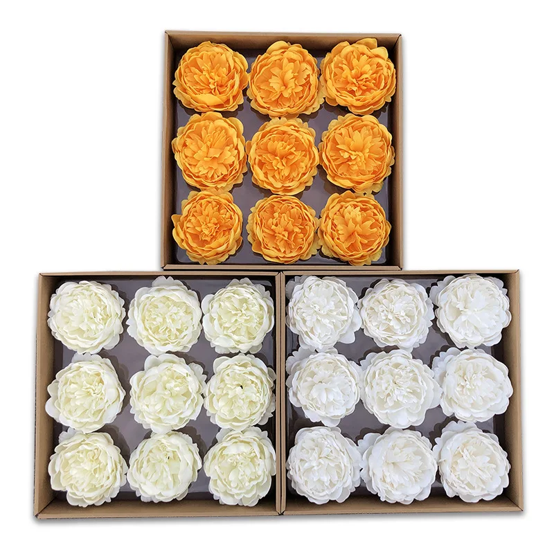 10x7.5cm 9/18/27pcs Big Poeny head Soap flower DIY floral gift for wife mother Birthday Valentine wedding Xmas new year home dec