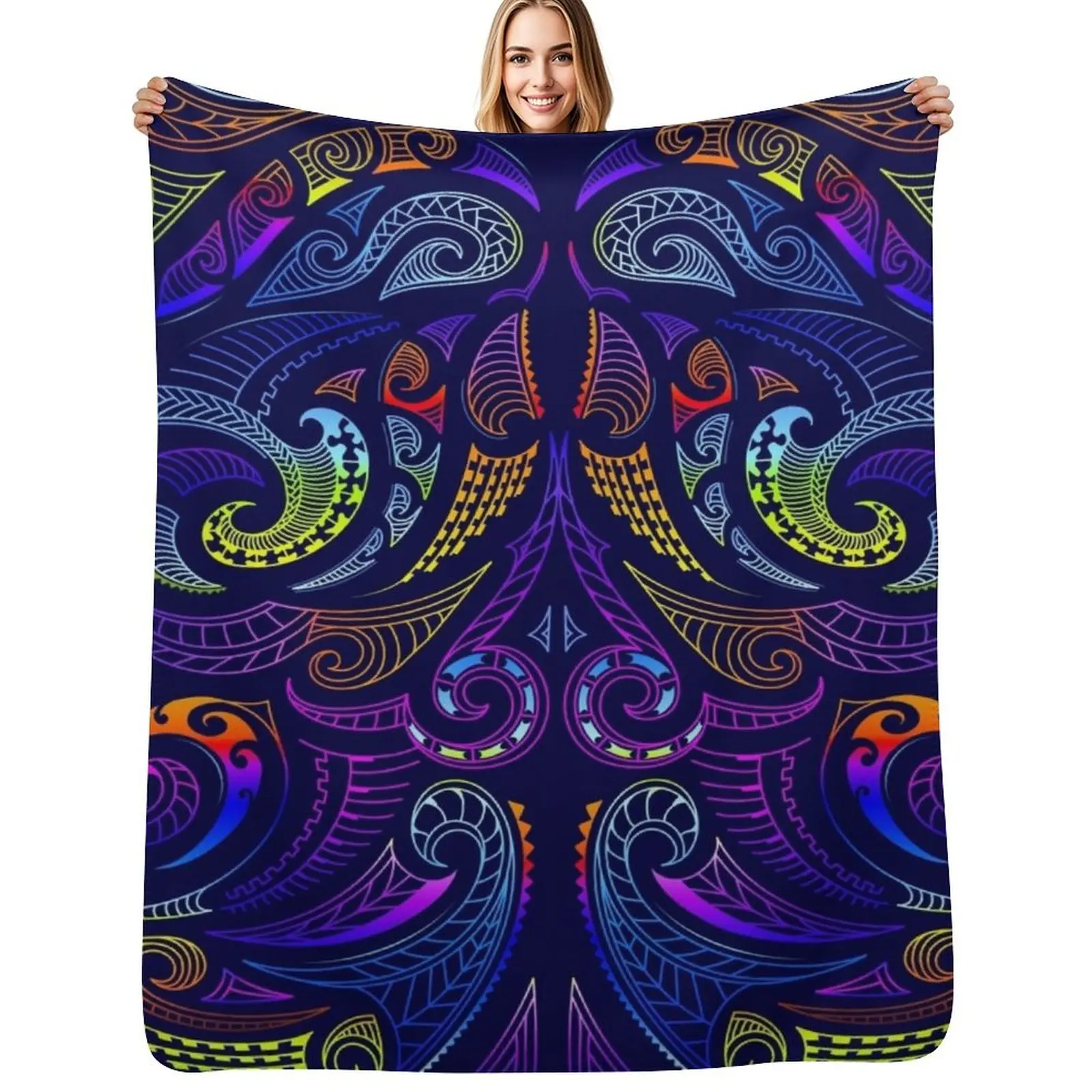 Minimal Maori on Purple New Zeeland Throw Blanket Luxury Brand Winter beds christmas gifts Bed linens Flannels Blankets