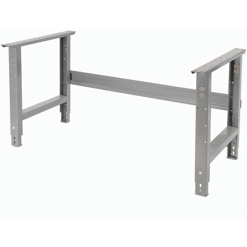 Adjustable Height Maple Butcher Block Square Edge Work Bench, Base plate allows for floor anchoring 60" W X 30" D, 1 3/4" Top