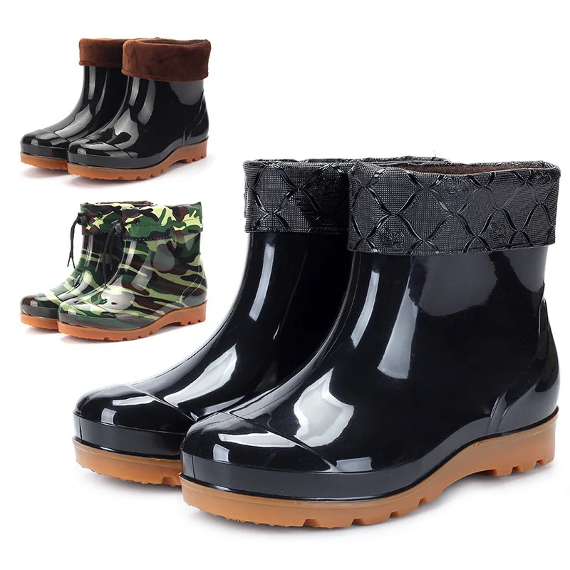 

Rubber Shoes for Men Rain Boots Ankle Galoshes Husband Fishing Work and Safety Shoes Man Waterproof Rubber Boots Sapato Chuva