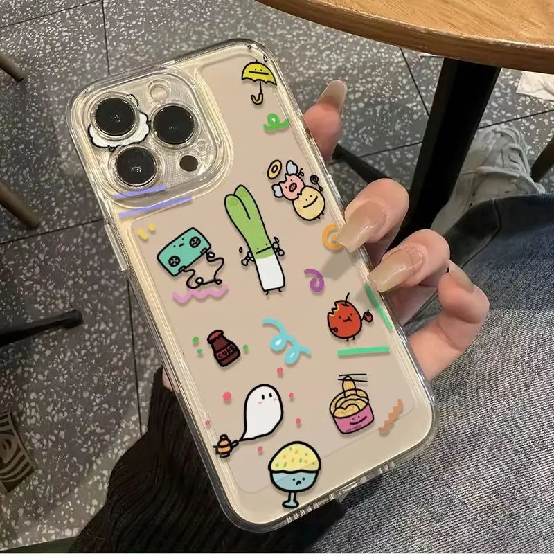 New Cartoon Food Soft Silicone Phone Case iPhone 16 15 14 7 8 Plus 13 12 11 Pro Max XR X XS  Y2K Clear Anti Fall Cover