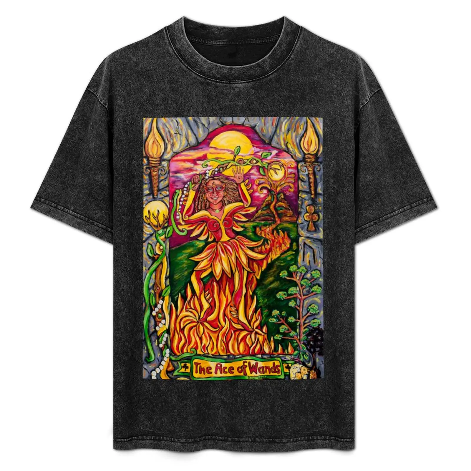 

Ace of Wands T-Shirt Soft Stretch Short Sleeve Top