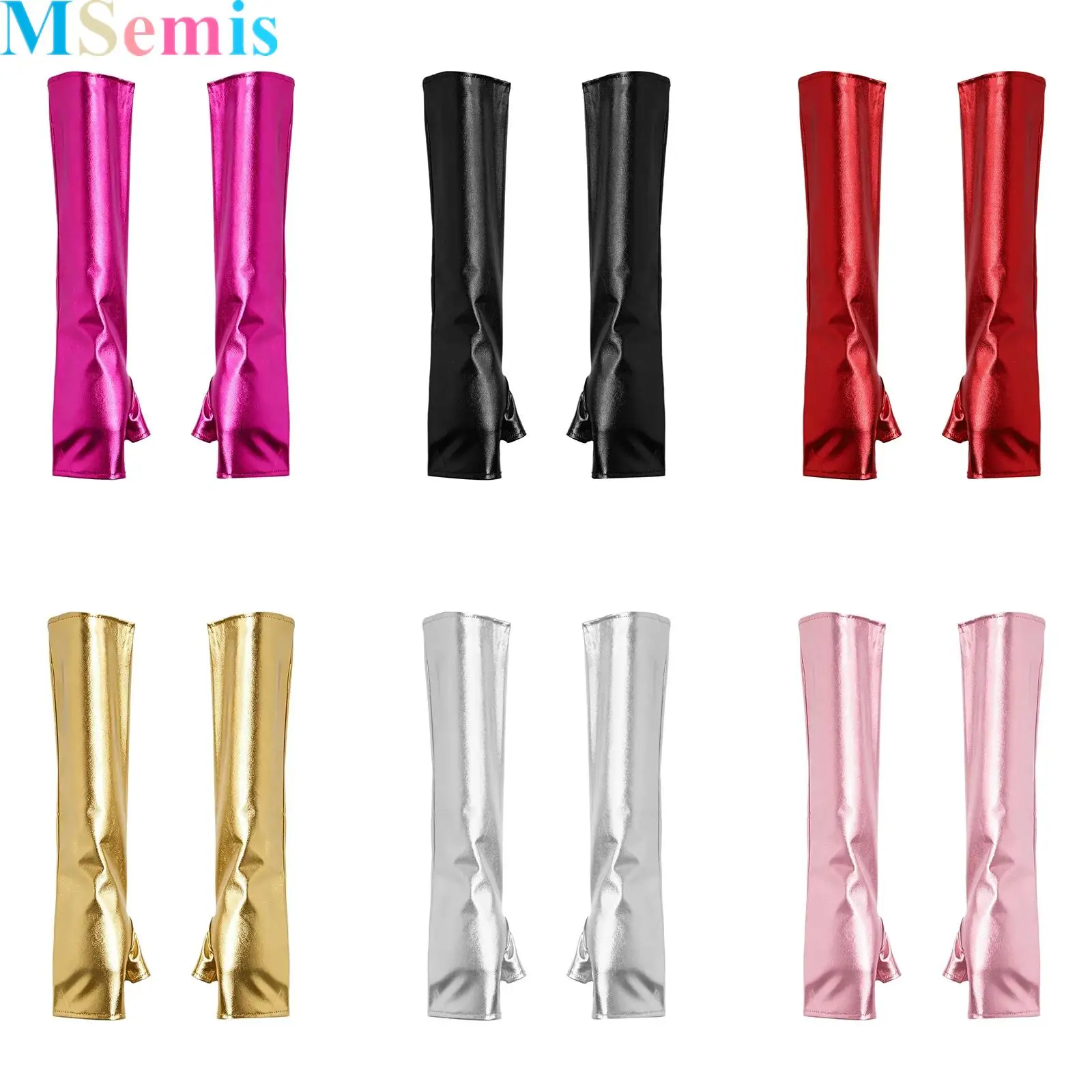 

1 Pair Metallic Shiny Party Gloves Fingerless Arm Warmers Costume Accessories for Music Festival Stage Halloween Party