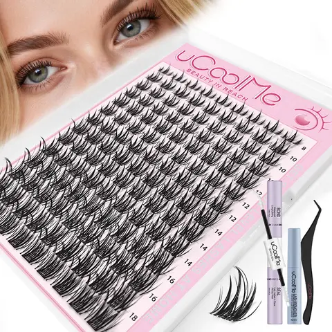 uCoolMe Lashes Cupid Cute Manga Clusters Kit with Bond and Seal Remover Long lasting Waterproof Beginner Friendly Makeup Tool