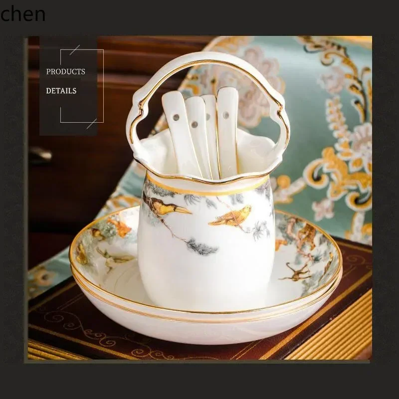 ZML piece complete tableware set Luxury bone china dinnerware sets rice bowl plate chopsticks kitchen dishes dinner dish set view 4