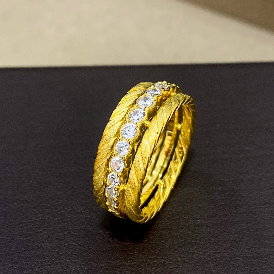 

100% 925 Sterling Silver Pave AAA Zircconia Frosted Twist Ring For Women Fine Jewelry