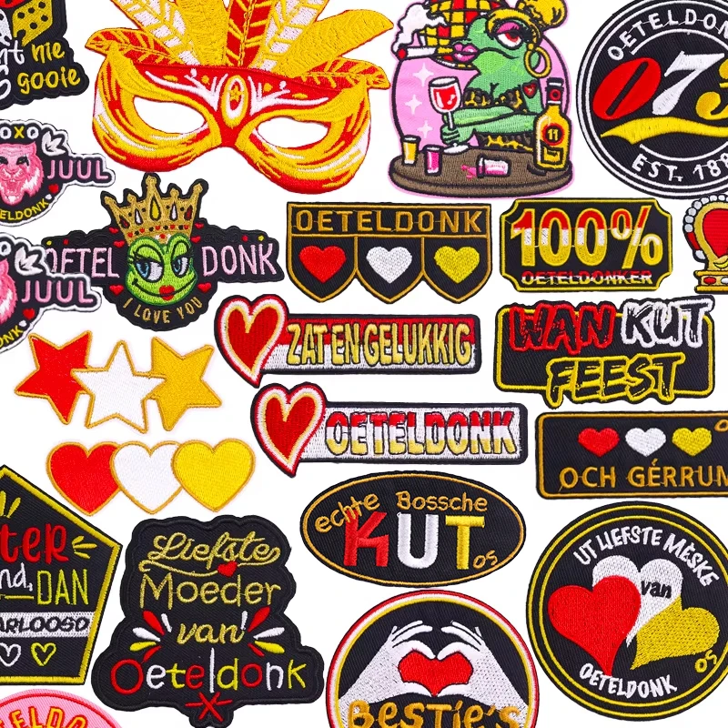 Oeteldonk Emblem Embroidery Patches For Clothes DIY Netherland Carnival Patch Iron On Patches For Clothing Jackets Sew Stickers