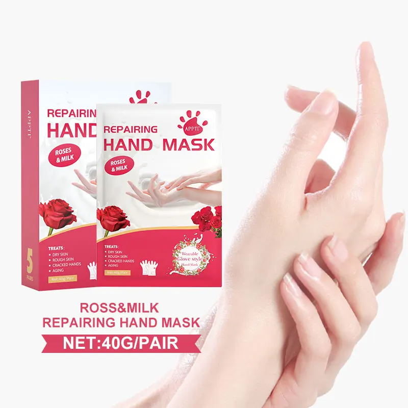 

5 Pairs APPTI Rose Milk Hand Mask Moisturizing Whitening Firming Nourishing Hands Skin Care