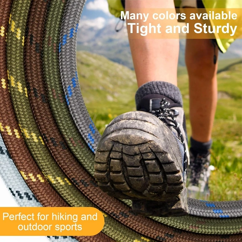 2 Pairs Work Boots Shoe Laces Diameter 4.5mm Heavy Duty Hiking Shoelaces for Men Women Round German Training Shoelace image 6