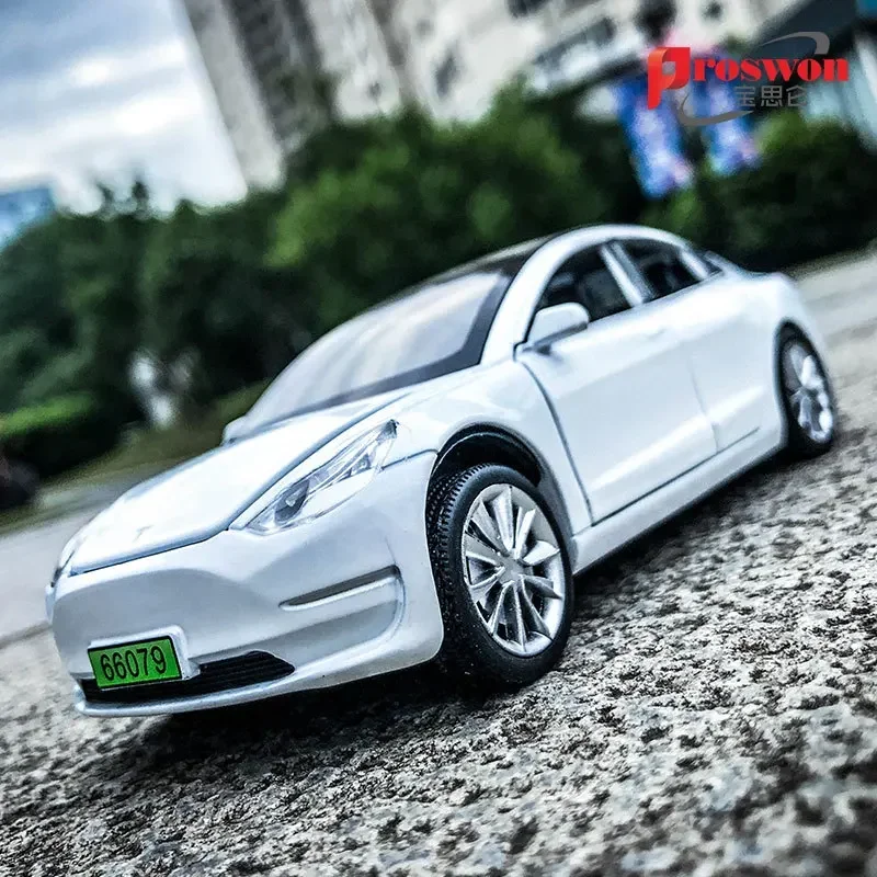 

1:32 Tesla Model 3, аудиовизуальная шесть открытых легкосплавных автомобилей, детские игрушки для мальчиков, подарки, миниатюрная модель, легкосплавный автомобиль, игрушки, модные Co