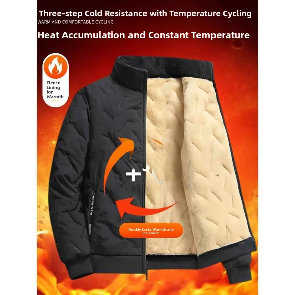 

Мужская зимняя утепленная куртка из хлопка на флисовой подкладке, свободного кроя, большого размера, с воротником-стойкой, теплая, ветрозащитная, модная, в городском стиле