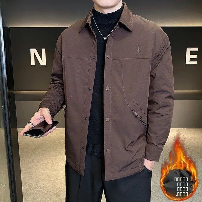 

Мужская повседневная куртка-пальто из хлопка Thiened с воротником, модная корейская осенне-зимняя модель на молнии и с одной пуговицей
