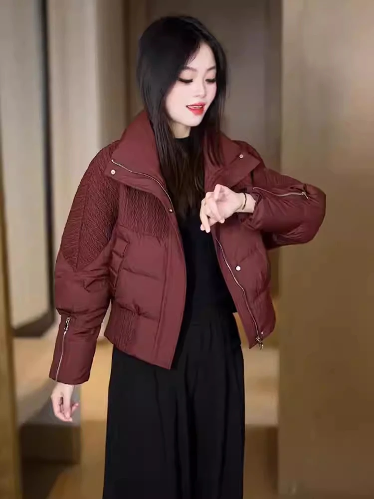 

Fashionable Short down Cotton Jacket Women's Thick Warm Anti-Aging Winter New Style Korean Version Slim Fit Long Sleeve Zipper