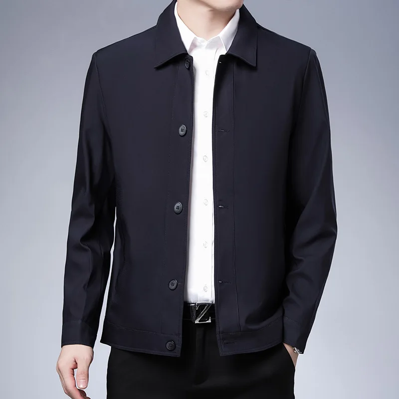 

Мужская повседневная рубашка-поло на пуговицах с воротником, приталенная, из полиэстера, тонкая, для делового и повседневного стиля