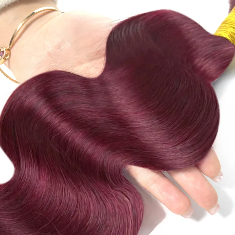 Zestawy ludzkich włosów Body Wave Burgundy 99J Brazylijski dziewiczy włosy Body Wave 3 zestawy 100% ludzkich włosów dla kobiet Splot doczepy