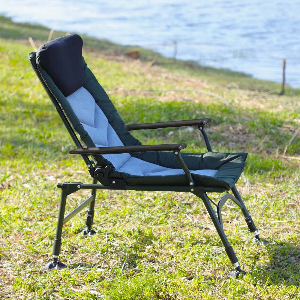 

Camping Lounge Chair, Portable Folding Reclining Camping Chair with Adjustable Backrest for Outdoor Camping Beach Hiking Fishing