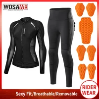 Conjunto de Chaqueta y Pantalones de Motocicleta para Mujer WOSAWE con Almohadillas Extraíbles, Ropa de Motocross Transpirable de Verano, Ajuste Sexy
