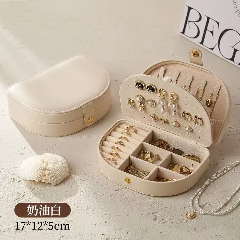 

Portable Jewelry Box Jewelry Organizer Display Travel Jewelry Case Boxes Button Leather Storage Zipper Jewelers Joyero