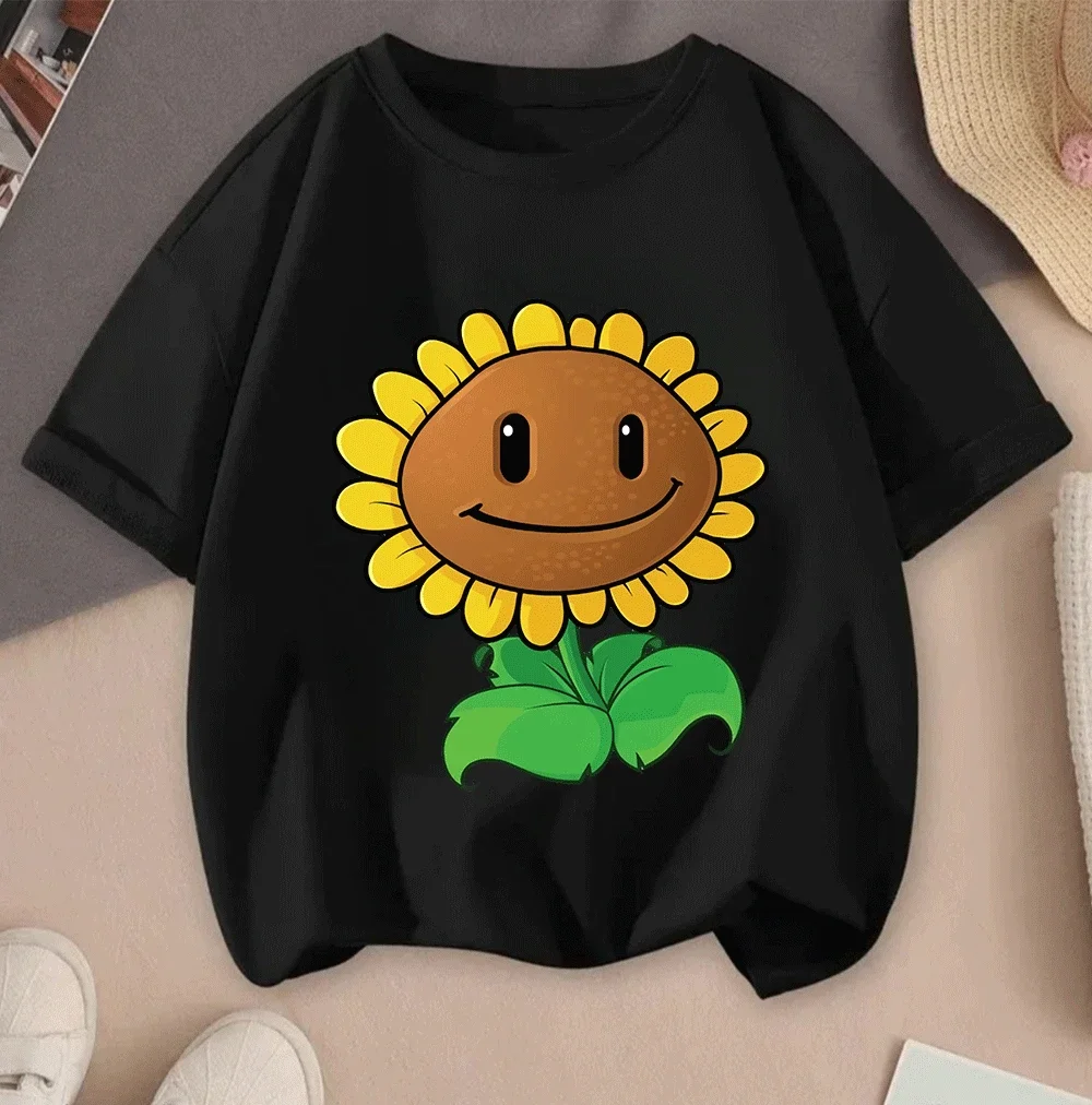 

Teenage Boys Girls Kids 2026 Plants Vs Zombies Hot Sale 2D Cartoon Print Casual Summer Short Sleeve Tee