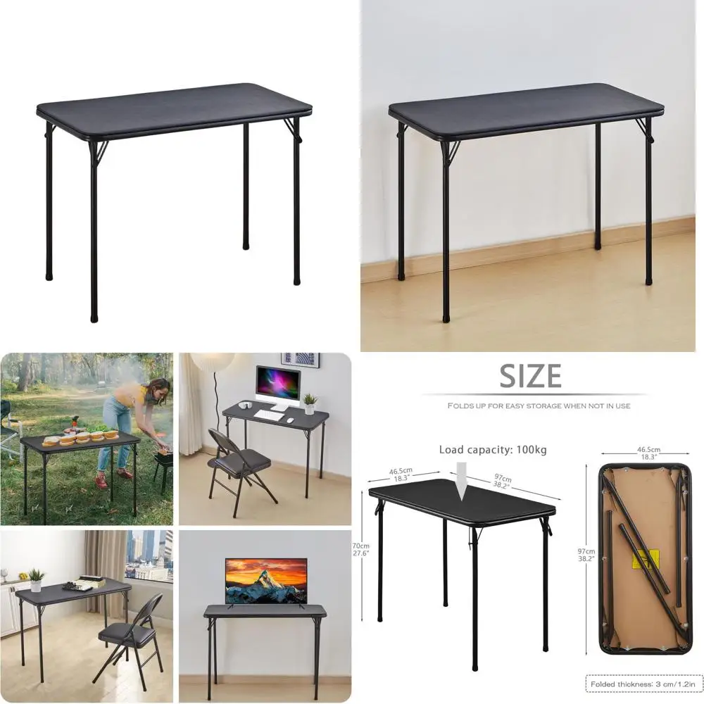 

Compact Vinyl-Top Foldable Desk, Lightweight Portable Table for Crafting, Dining, Writing - No Assembly Needed