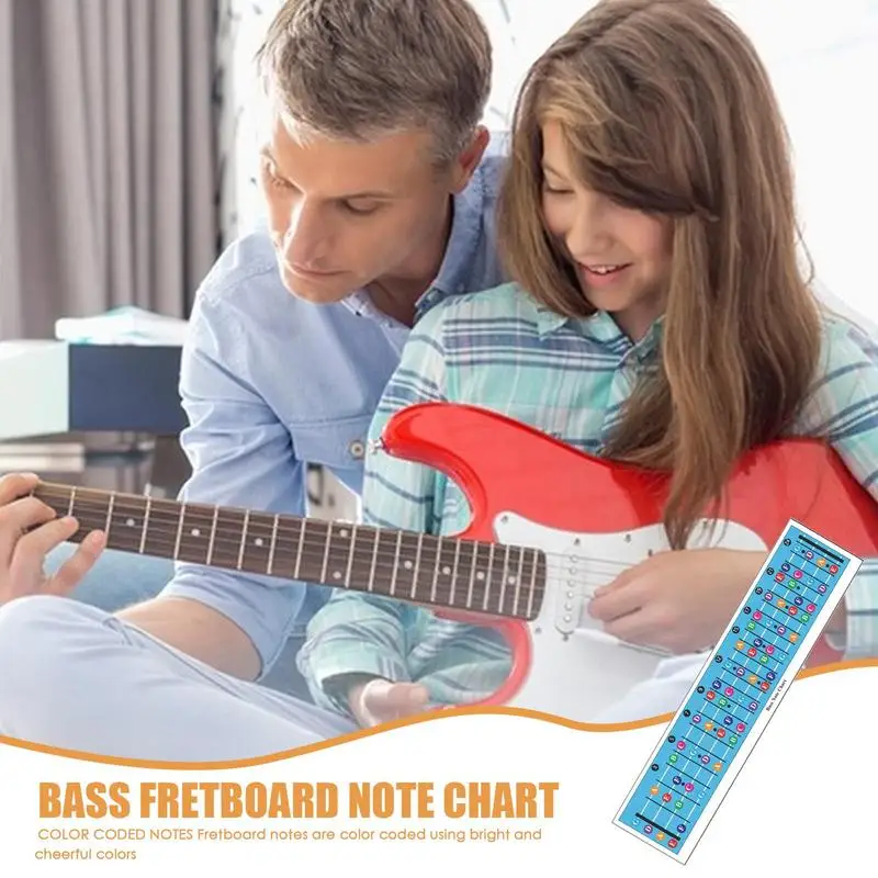 Bass Guitar Wall Chart Bright Color Guitar Chords Chart Easy-to-Set-up Guitar Reference Guide For Family Friends Children