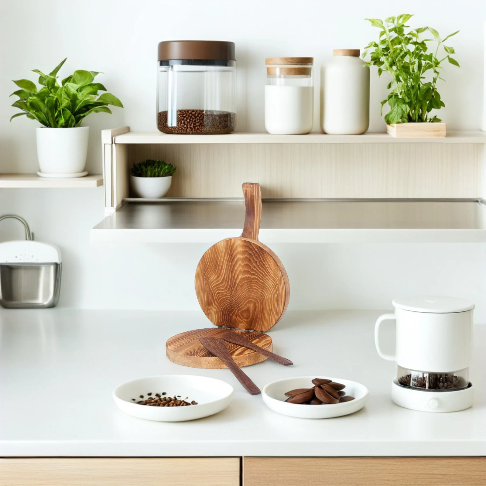 صانع زلابية، أداة ضغط العجين، مستديرة، خشبية بنية اللون، أدوات خبز صحية وآمنة ولا طعم لها، مستلزمات بار المطبخ