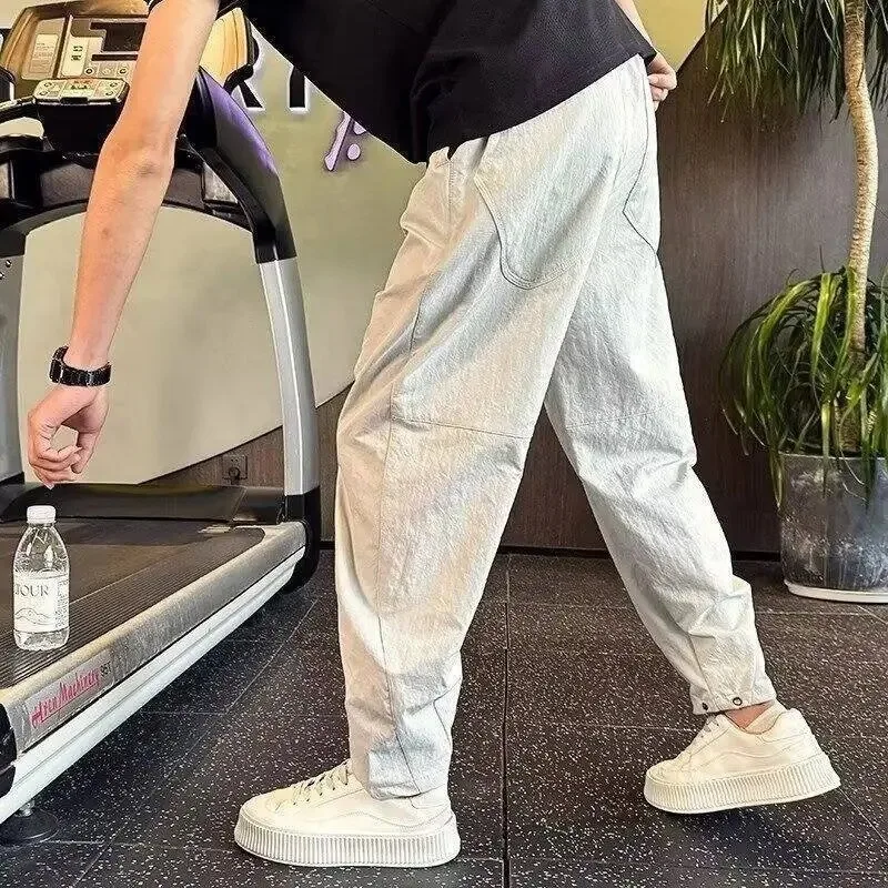 Men's Thin Quick Dry Harem Pants Loose Tapered Ankle Length Casual Daily Wear Trousers