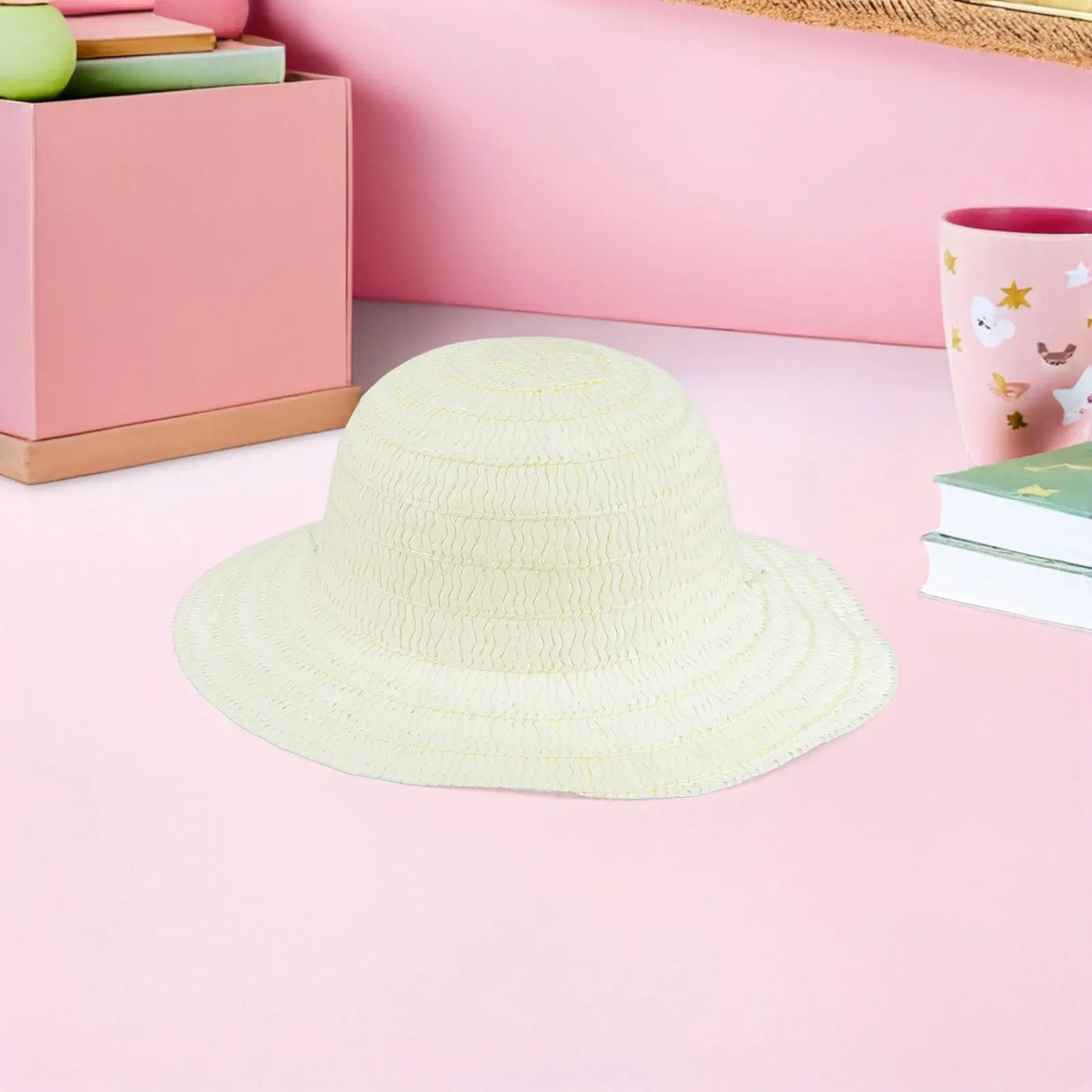 

Набор из 12 однотонных шляпок для декорирования для детей - Набор для творчества из соломенных шляпок своими руками - Детские пляжные шляпки-фармерки - Проект для совместного творчества родителей и детей