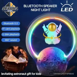 Astronaut Levitating Music Night Light Rgb Wireless Bluetooth Speaker Novelty Rechargeable Led Float Table Lamp Home Decoration