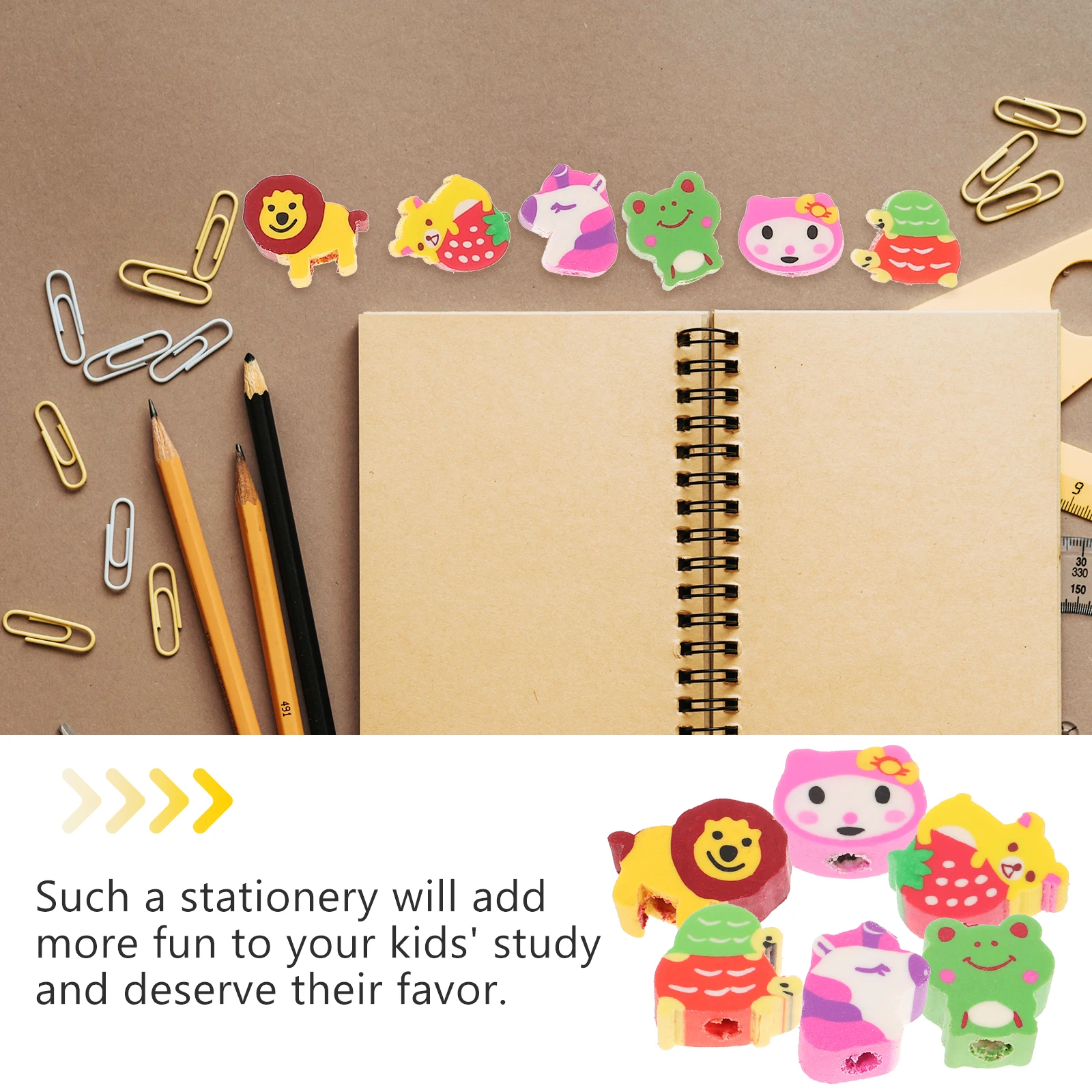 

24 Pcs Cute School Supply Kawaii Stationery Store Korean Supplies Eraser Pencil Erasers Japanese Funny for Girls Cat