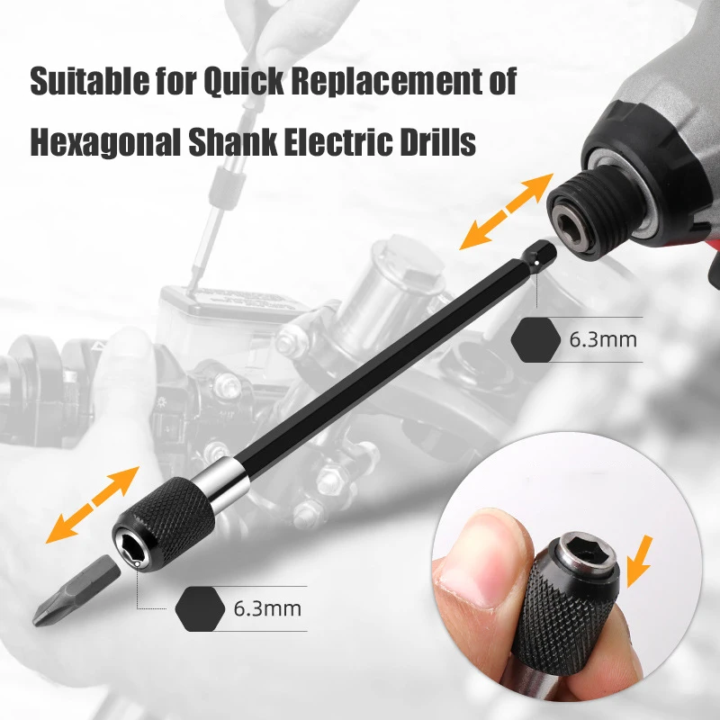 1/4 Inch Electric Drill Extension Rod Self-locking Quick-change Screwdriver Extension Magnetic Inner Hexagon Extension Tool