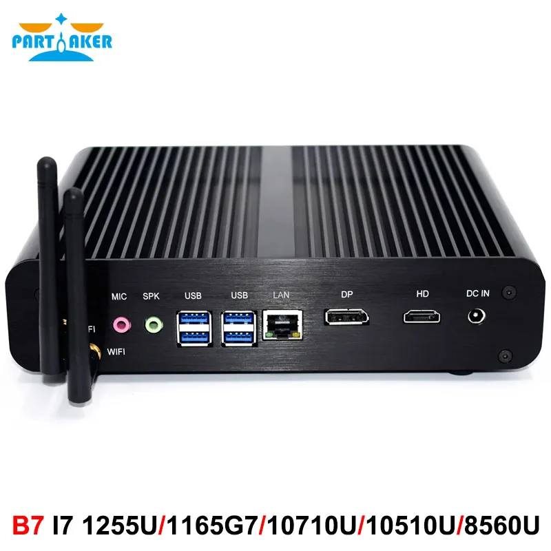 Partaker 12th Gen Alder Lake Fanless Mini PC Intel Core I7 1255U 1260P 1165G7 10510U HD DP Win 11 Gaming Desktop Computer WiFi