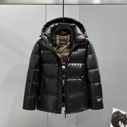 2025 nueva chaqueta de plumón para hombre de longitud media pareja chaqueta de plumón de pato blanco dorado negro chaqueta de invierno gruesa hasta la rodilla tendencia de mujer