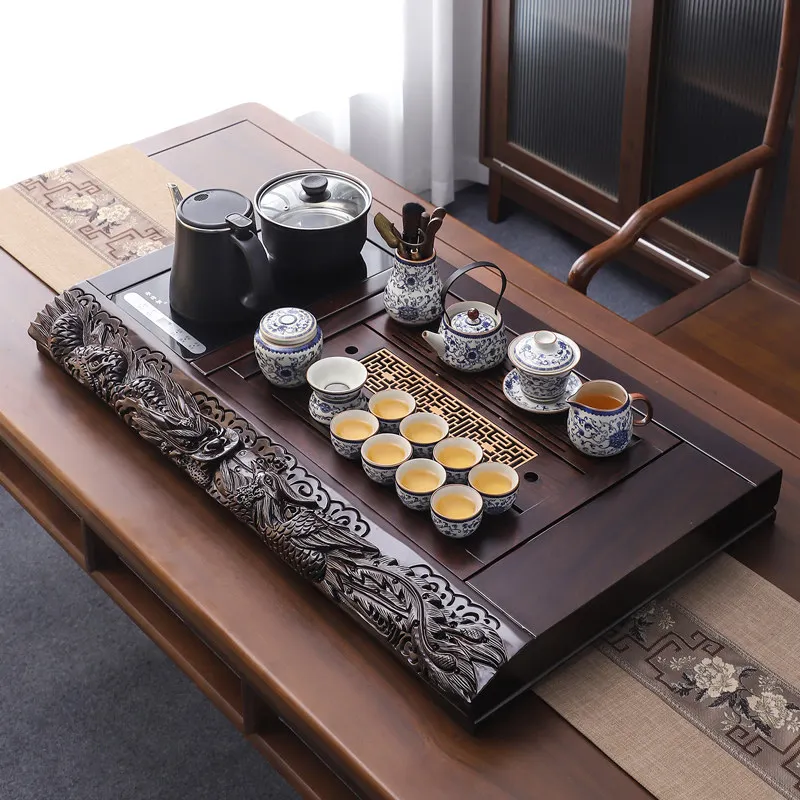 

Living Room Luxury Tea Tray Magnetic Drainage Accessories Pot Decorative Tea Tray Wooden Plate Bandeja Madera Home Products