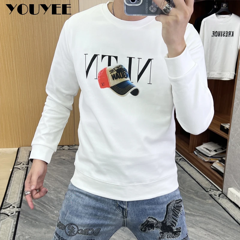 Men's Sweater Hoodies Plush Thickened O-Neck Pullover 3D Hat Long Sleeve T-shirt Top Autumn Winter 2022 New Style Fashion Trend