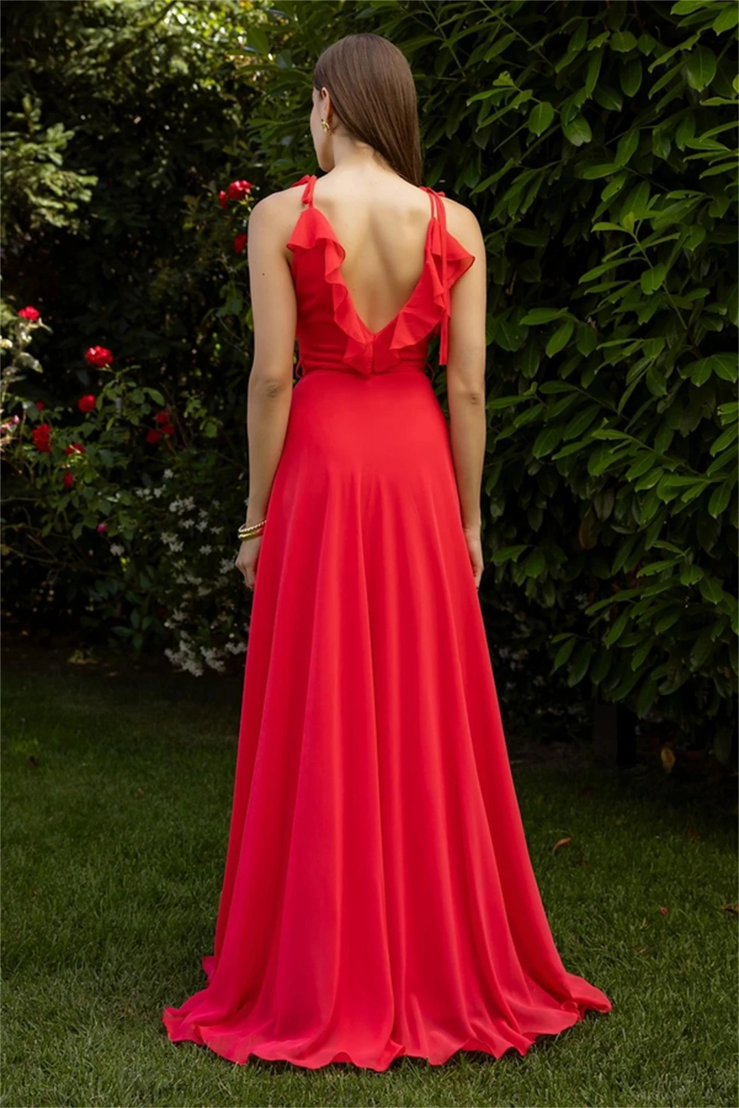 Nicole Rückenlanges Ballkleid-Kleid, elegante Kleider, maßgeschneiderte elegante Abendparty-Kleider für Frauen, Linie A, Chiffon-Robe Soiree