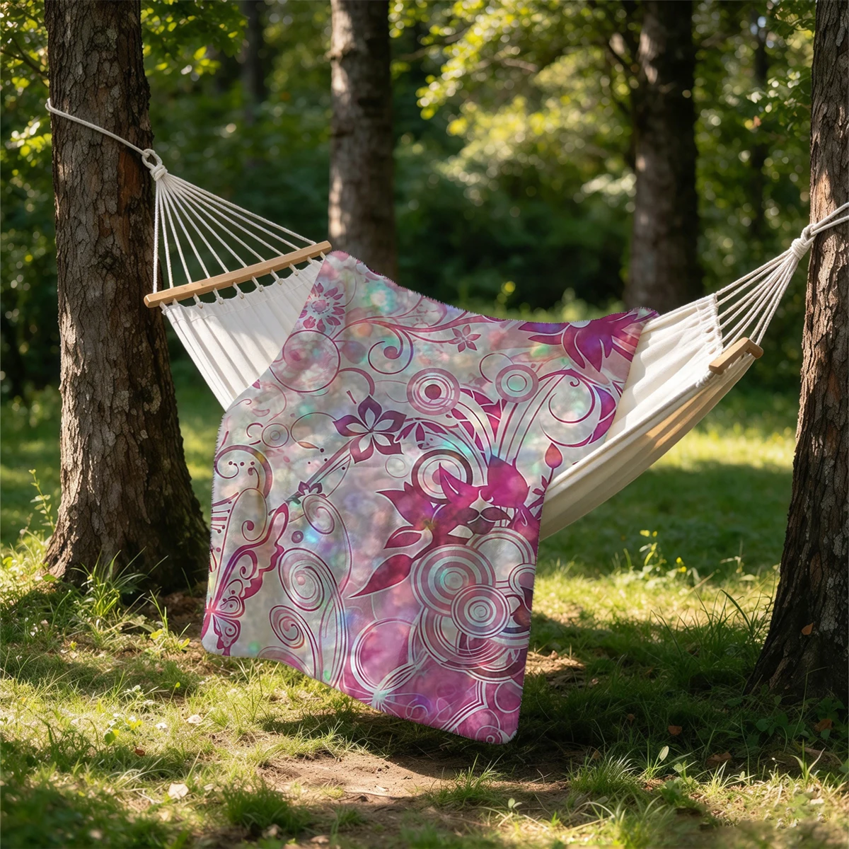 Holographic Pink Floral Flannel Blanket Warm Soft Halloween Christmas Couch Warm Cozy Decorative Decor Gift for All Season