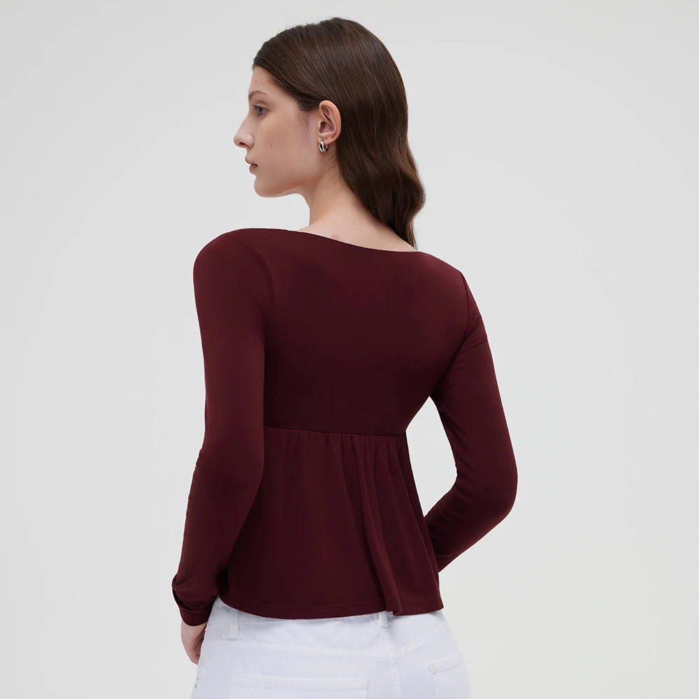 Damen Fairy Y2k Cottage T-Shirt Coquette Quadratischer Ausschnitt Langarm Babydoll Tees Herbst Frühling Vintage Kleidung Lässiger Pullover Top – Detail 10