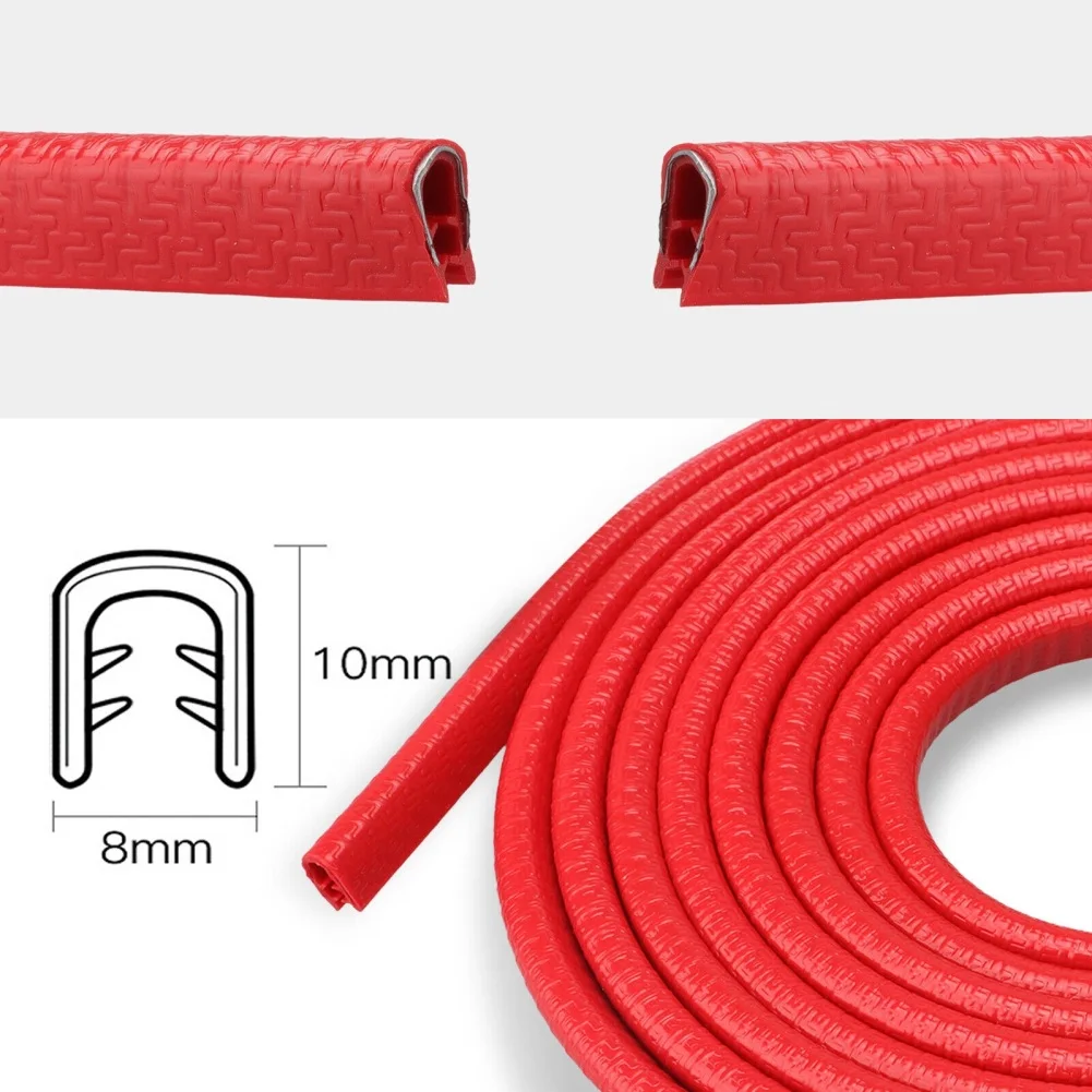 5M Car Door Edge Guard Molding Trim Flexible Cuttable U-shaped Rubber Edge Strip Seal Protector Decorative Accessories