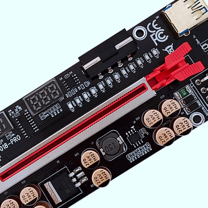 VER018 PRO PCI-E Riser Card PCI-E 1X To 16X USB3.0 60Cm Graphics Riser Card With 12 Solid Capacitors For Mining