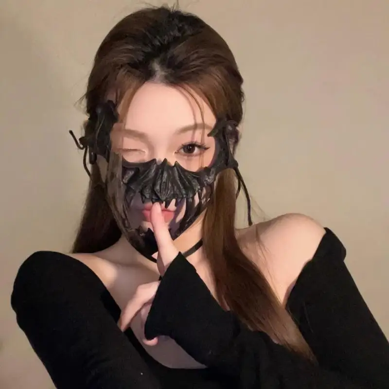 

39BB Half Face Skull Mask Halloween Cosplay Costume Scary Nue Skull Mask Adult Kids