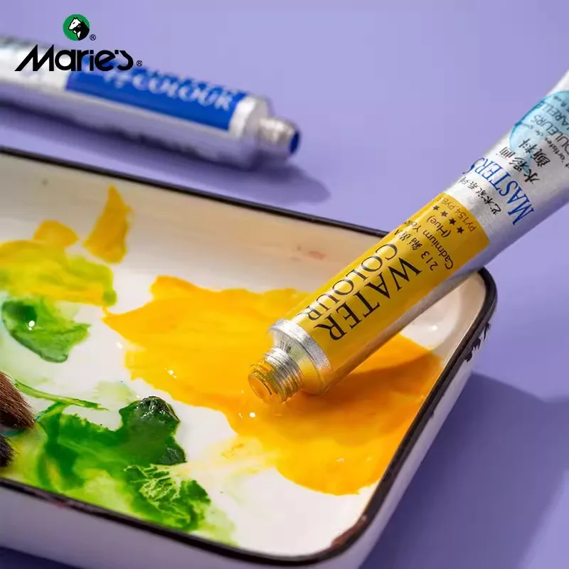 Imagem -05 - Maries Aquarela Paint Tube Grupo Aquarela Profissional para Pintura Aquarela Art Supplies 12 18 24 Cores 9ml