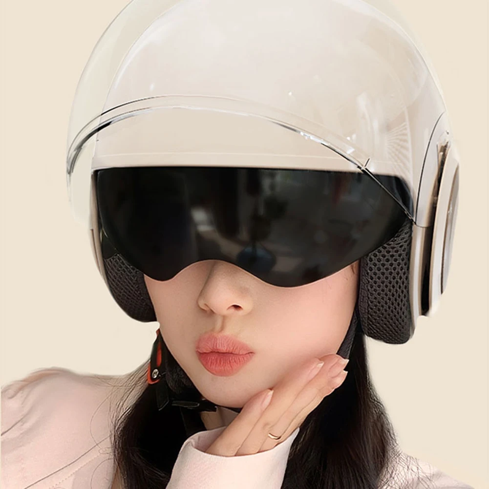 Open Face Helmet For Scooter Motorcycle Dual Lens Sun Visor Warm Half Helmet For Bike Scooter ATV UTV Chopper 